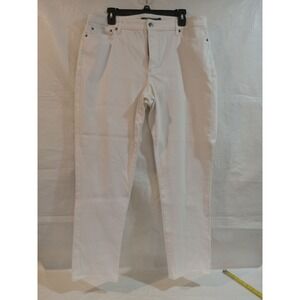 Lauren Ralph Lauren Womens White Straight Leg Denim Jeans Size 16 Mid Rise